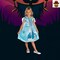 Girls Cinderella Sparkle Costume Blue Satin Dress with Sheer Sleeves